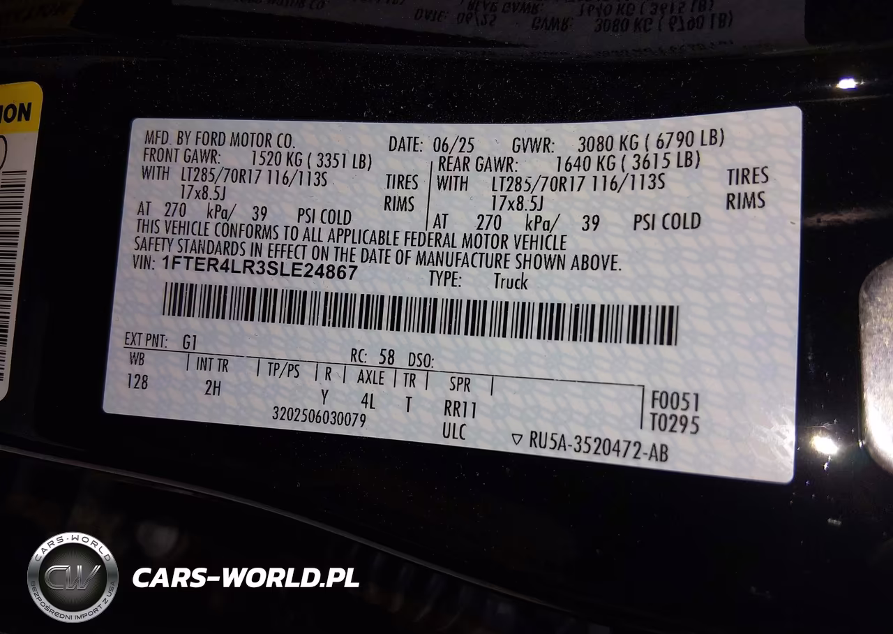 2025 Ford Ranger Raptor VIN:1FTER4LR3SLE24867 - 9