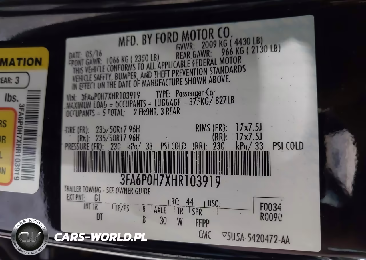 2017 Ford Fusion Se VIN:3FA6P0H7XHR103919 - 9