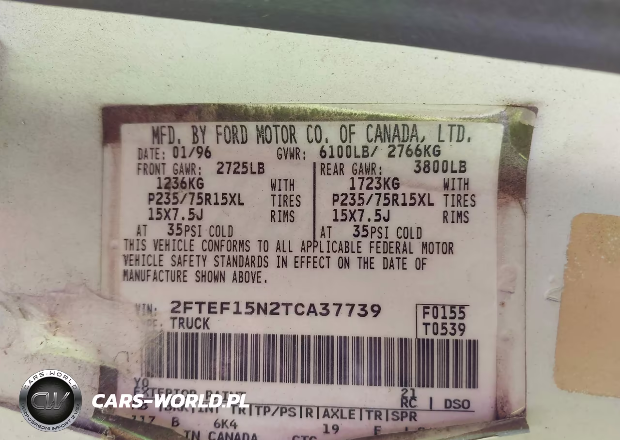1996 Ford F150 VIN:2FTEF15N2TCA37739 - 9