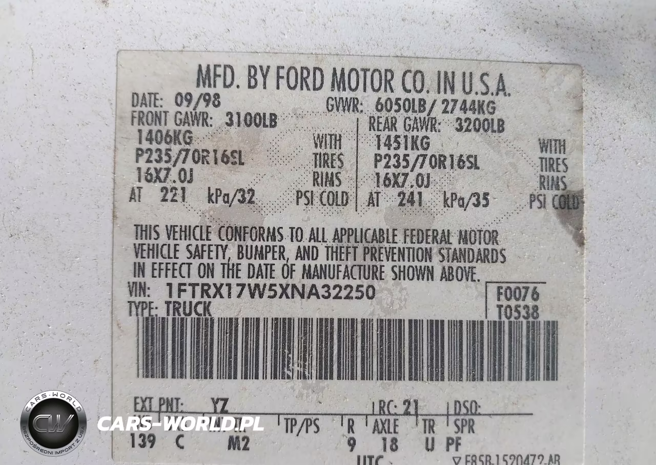 1999 Ford F150 VIN:1FTRX17W5XNA32250 - 9