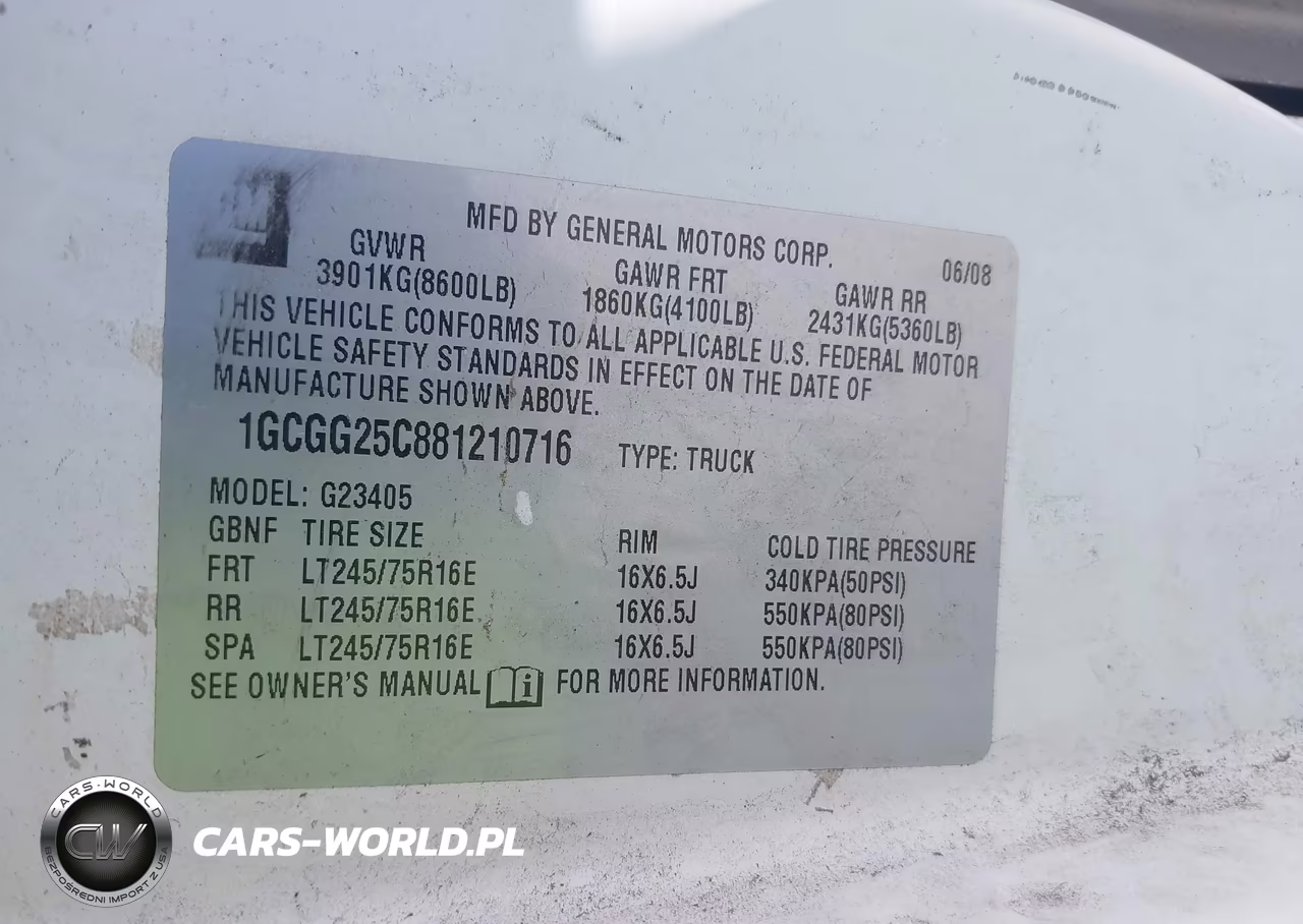 2008 Chevrolet Express Work Van VIN:1GCGG25C881210716 - 9