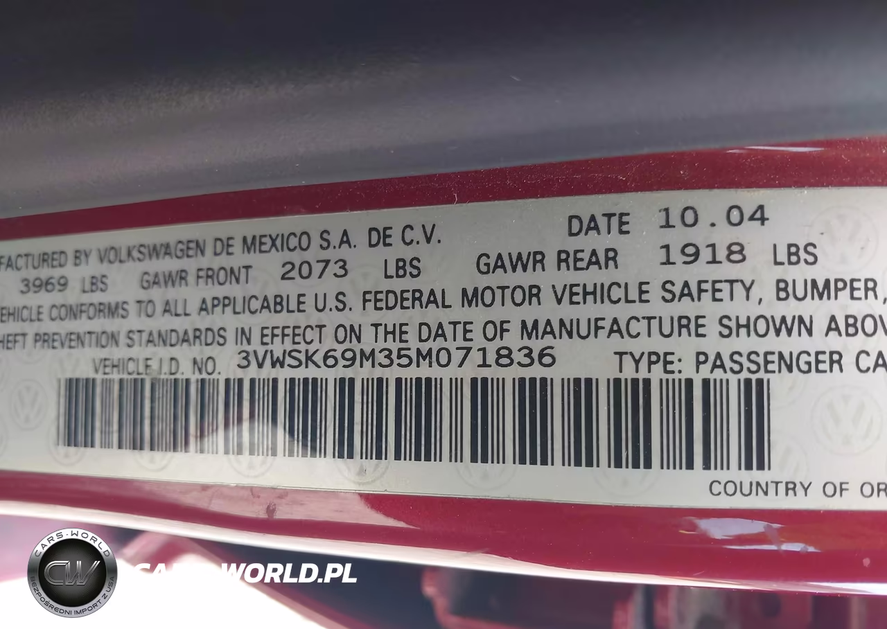 2005 Volkswagen Jetta Gls 2.0L VIN:3VWSK69M35M071836 - 9