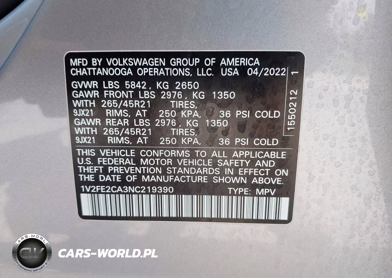2022 Volkswagen Atlas Cross Sport 3.6L V6 Sel Premium R-Line VIN:1V2FE2CA3NC219390 - 9