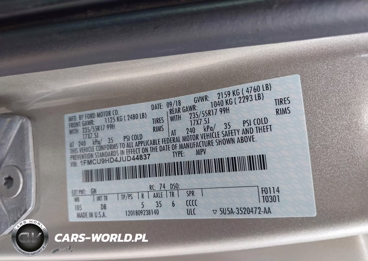 2018 Ford Escape Sel VIN:1FMCU9HD4JUD44837 - 9