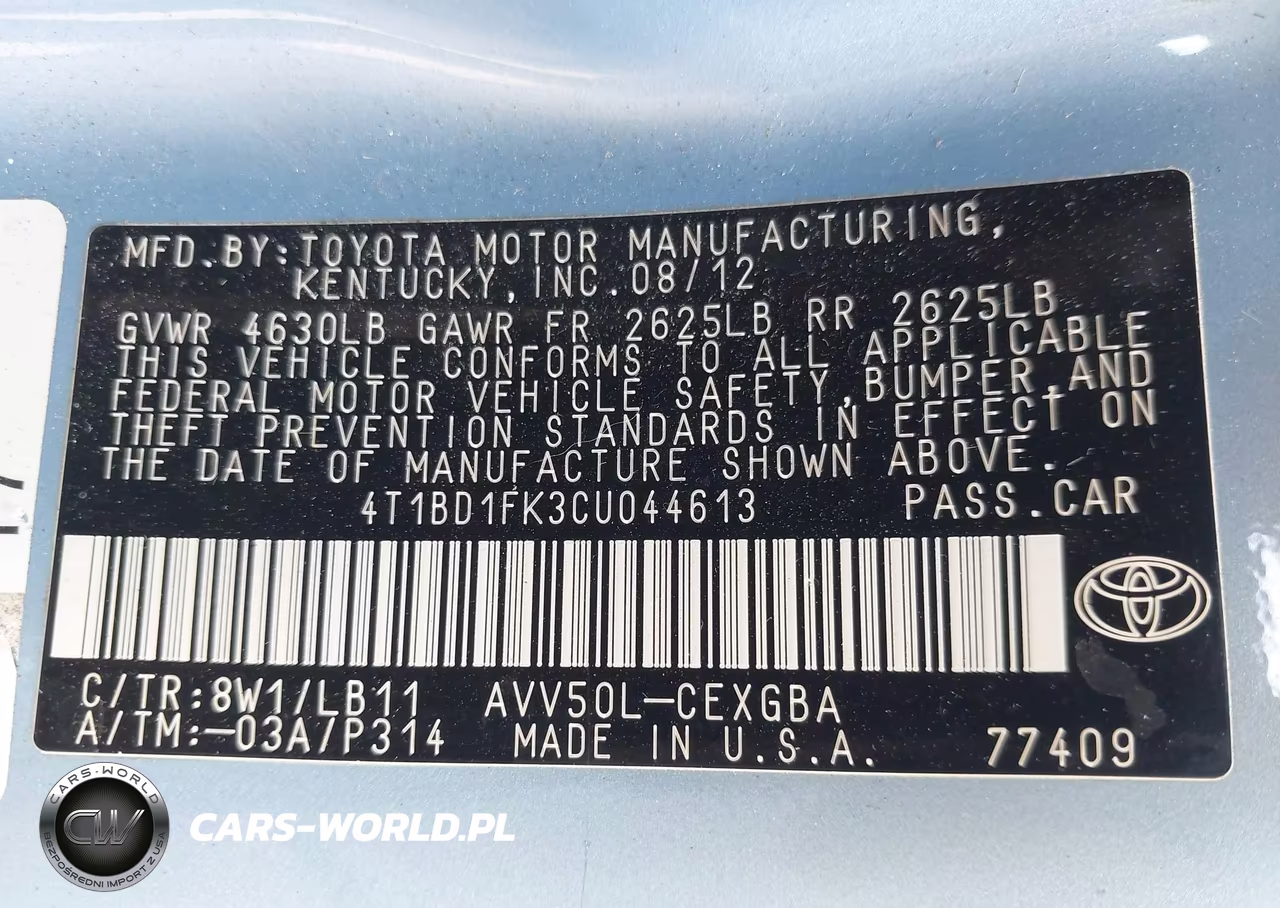 2012 Toyota Camry Hybrid Xle VIN:4T1BD1FK3CU044613 - 9
