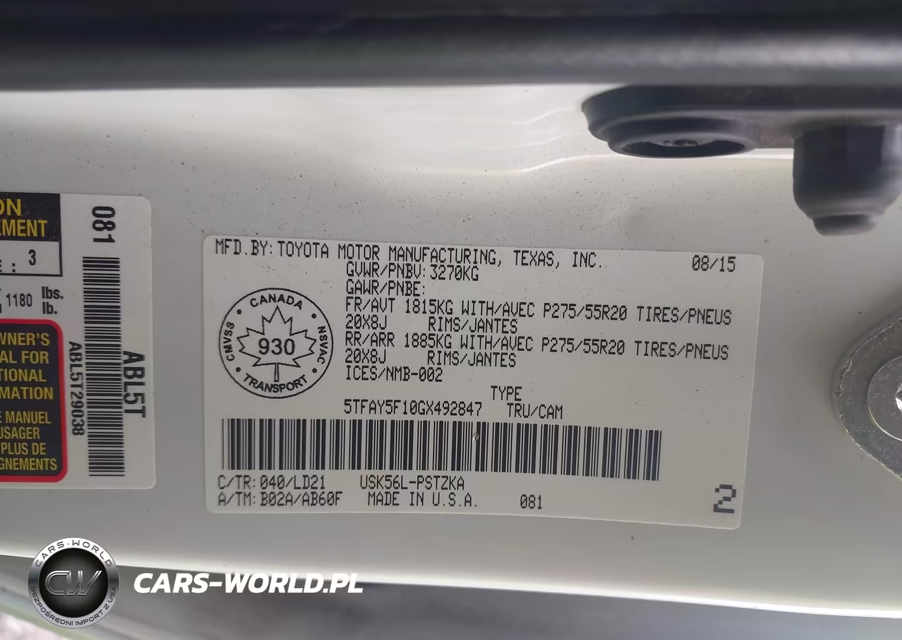 2016 Toyota Tundra Platinum 5.7L V8 VIN:5TFAY5F10GX492847 - 9