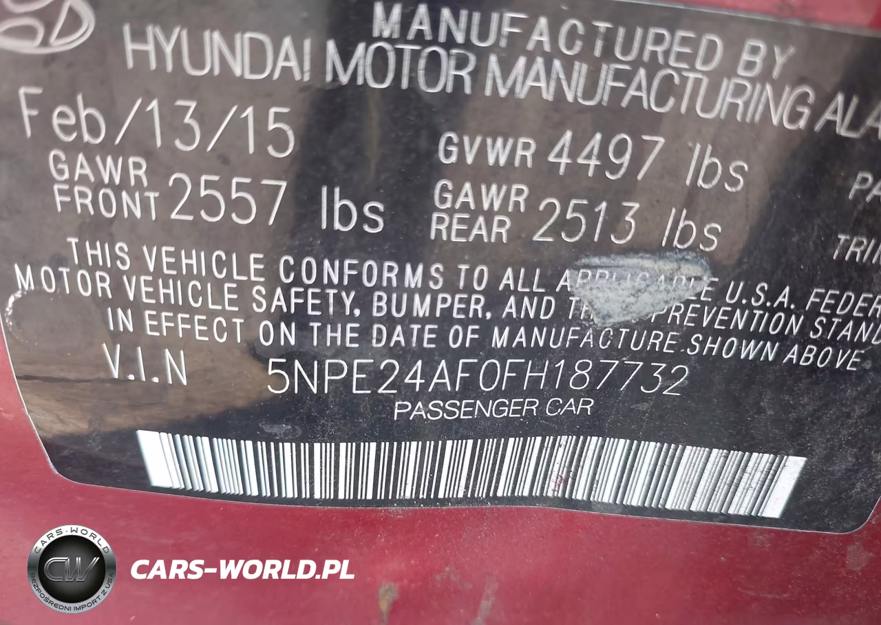2015 Hyundai Sonata Se VIN:5NPE24AF0FH187732 - 9