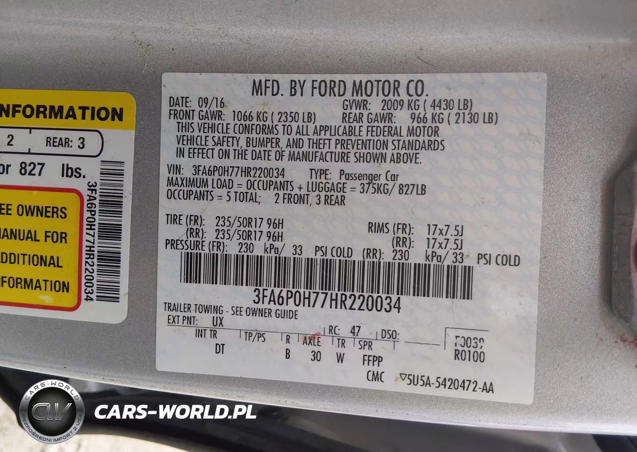 2017 Ford Fusion Se VIN:3FA6P0H77HR220034 - 9