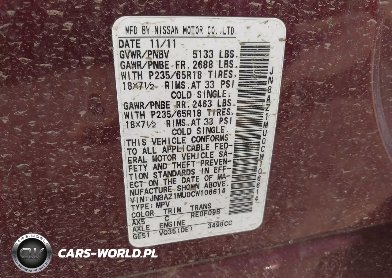 2012 Nissan Murano Sl VIN:JN8AZ1MU0CW106614 - 9