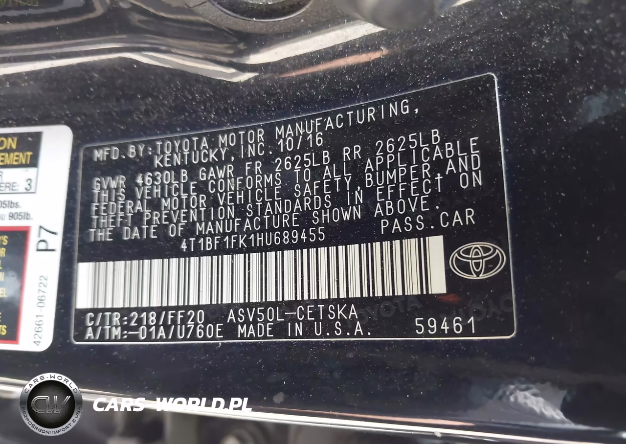 2017 Toyota Camry Se VIN:4T1BF1FK1HU689455 - 9