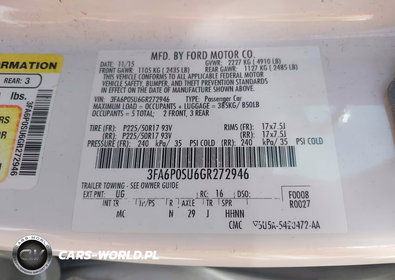 2016 Ford Fusion Energi Titanium VIN:3FA6P0SU6GR272946 - 9
