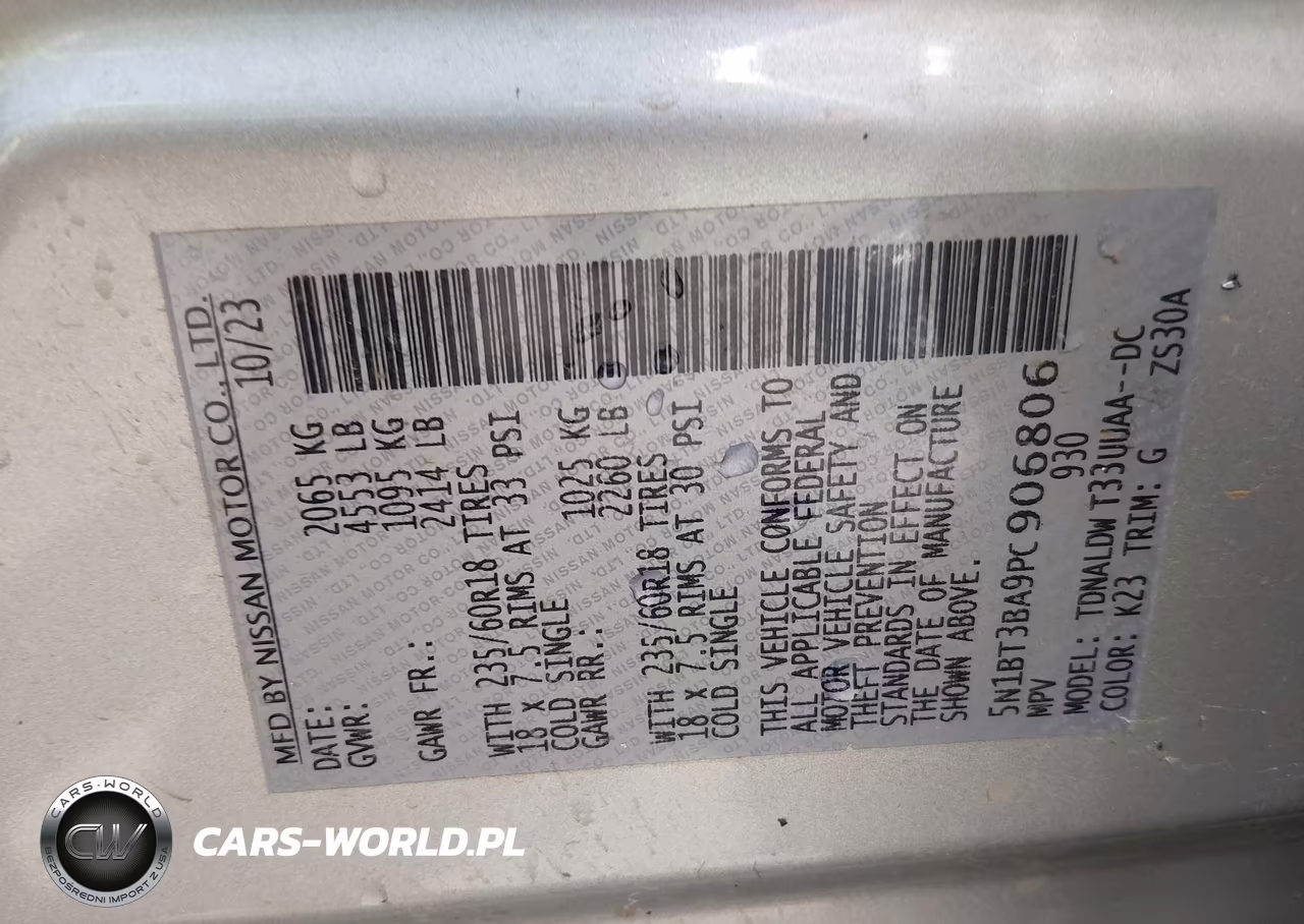 2023 Nissan Rogue Sv Fwd VIN:5N1BT3BA9PC906806 - 9