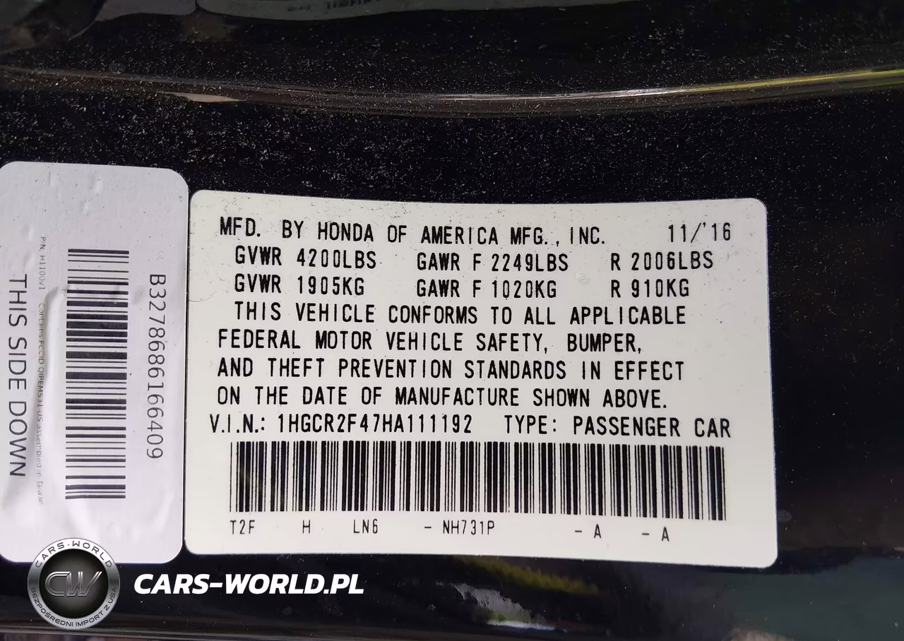 2017 Honda Accord Lx VIN:1HGCR2F47HA111192 - 9
