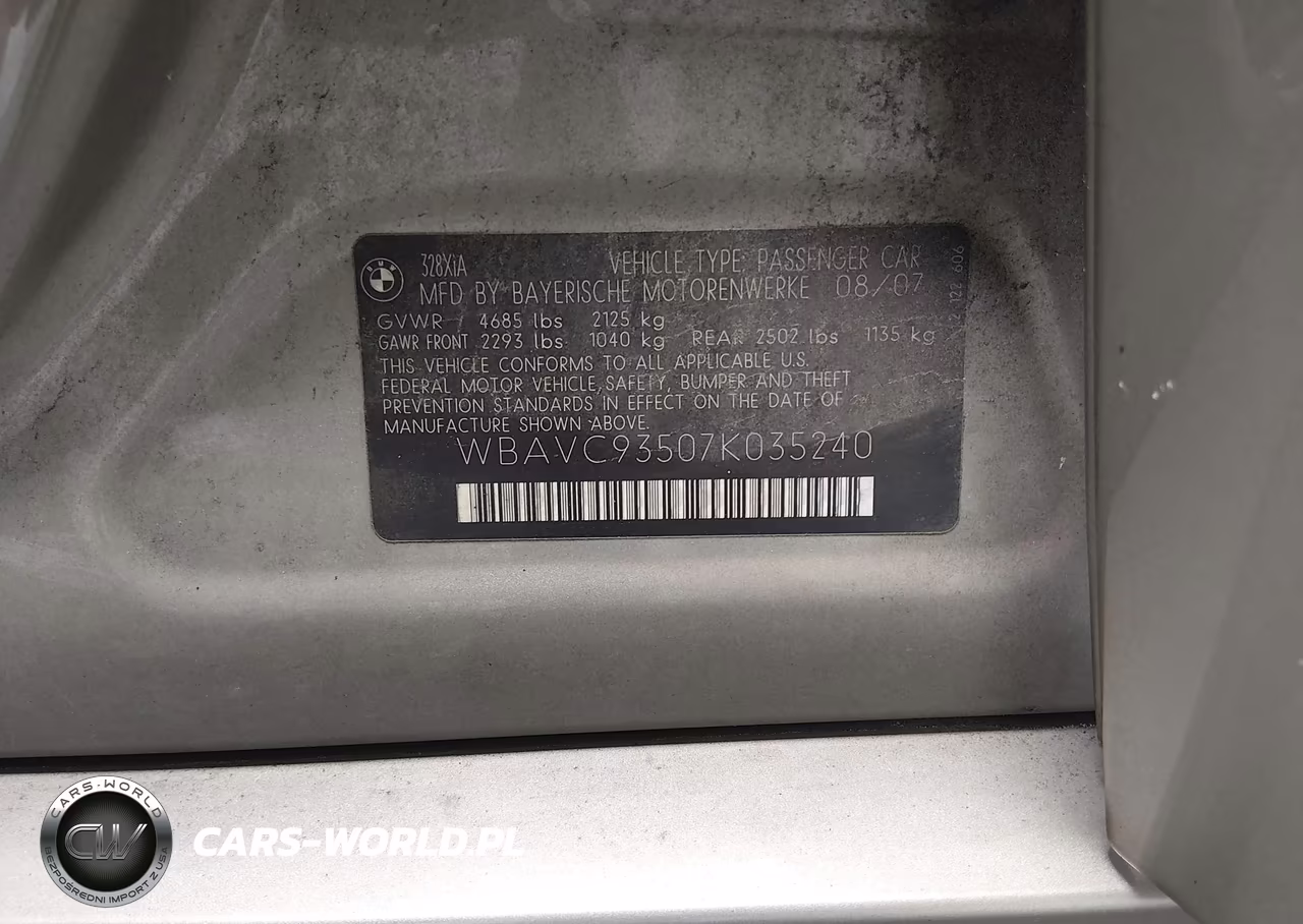 2007 BMW 328Xi VIN:WBAVC93507K035240 - 9
