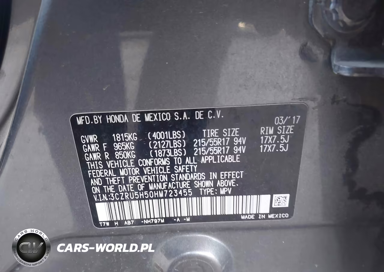 2017 Honda Hr-V Ex VIN:3CZRU5H50HM723455 - 9
