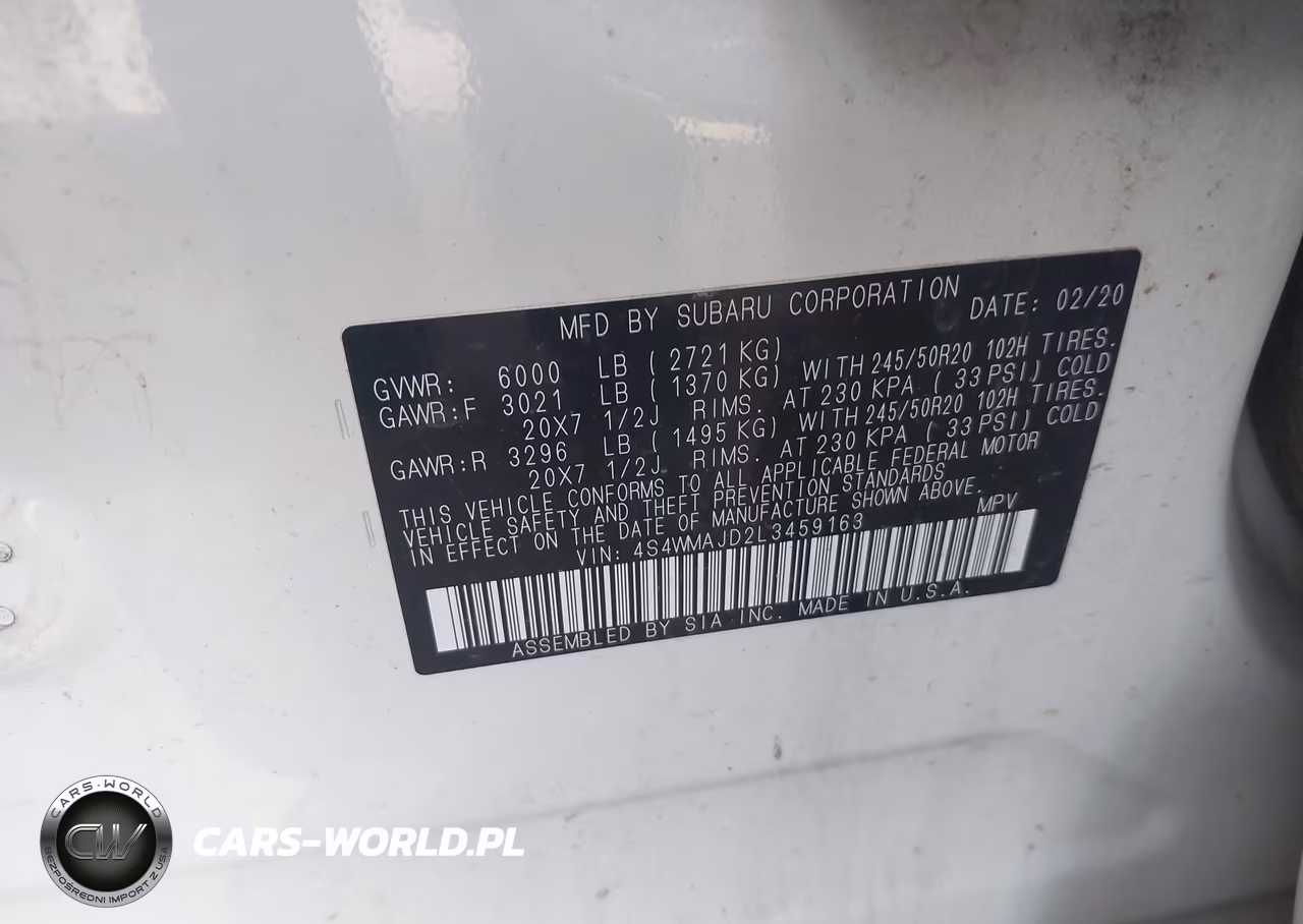 2020 Subaru Ascent Limited VIN:4S4WMAJD2L3459163 - 9