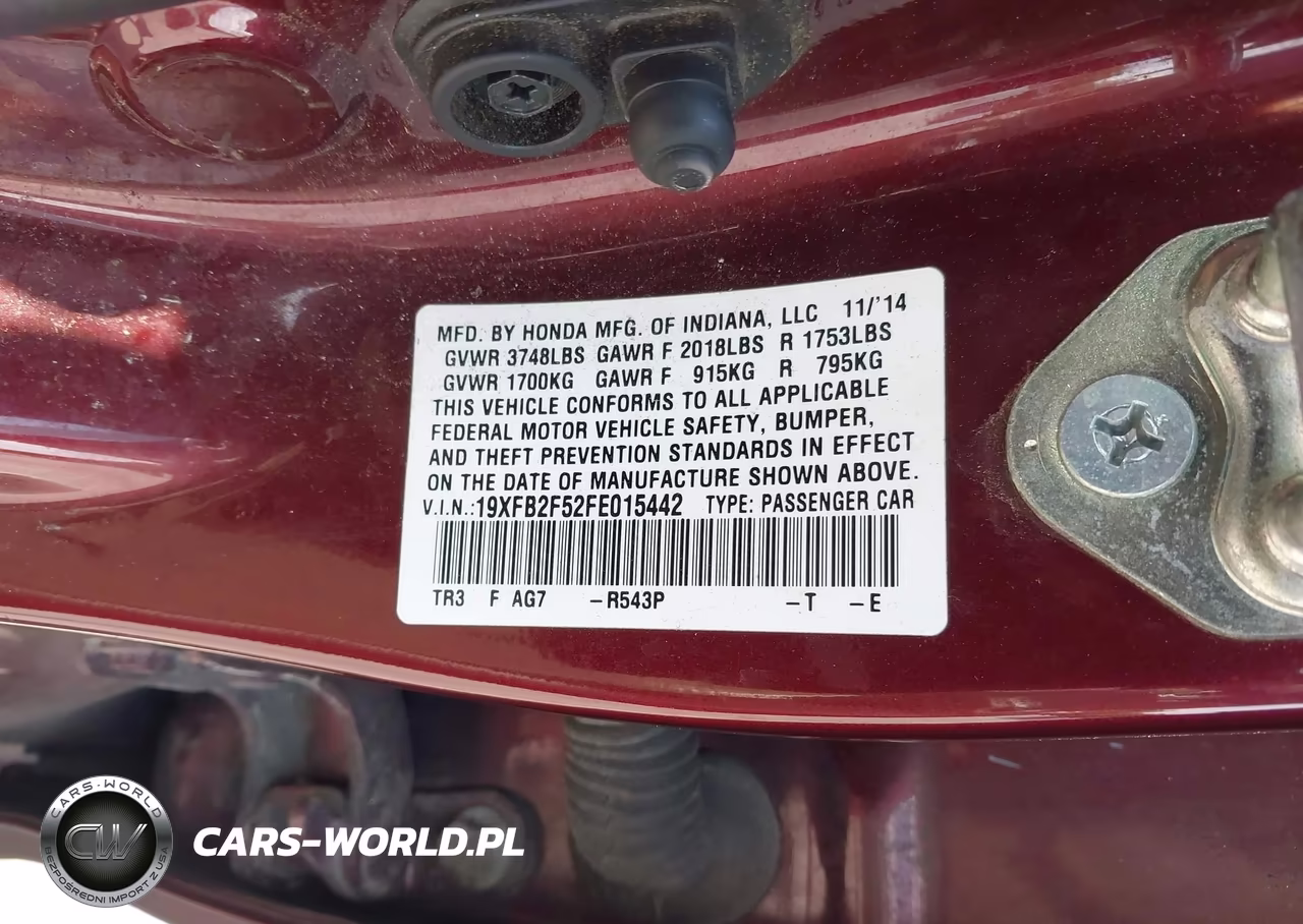 2015 Honda Civic Lx VIN:19XFB2F52FE015442 - 9