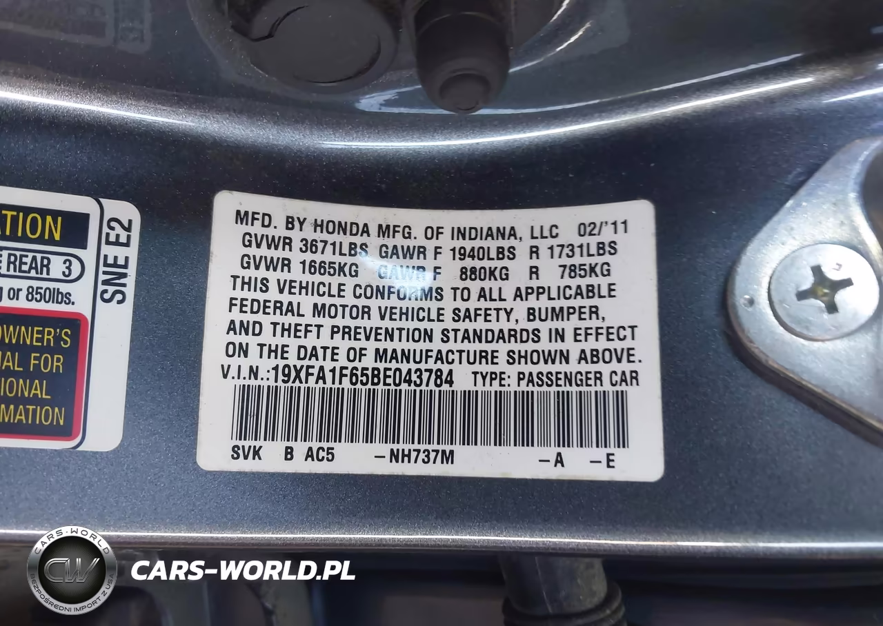2011 Honda Civic Lx-S VIN:19XFA1F65BE043784 - 9