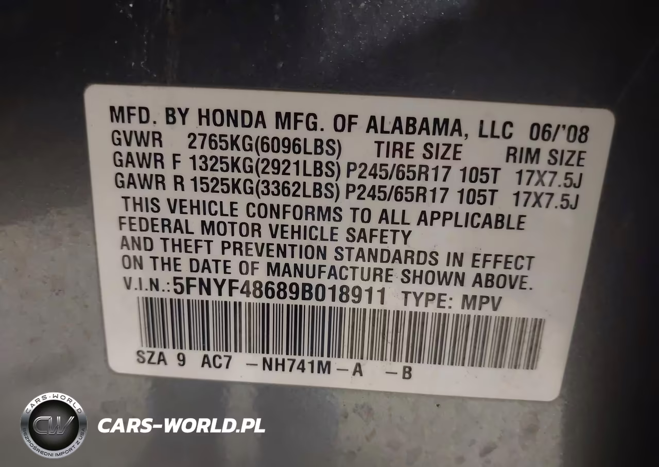 2009 Honda Pilot Ex-L VIN:5FNYF48689B018911 - 9