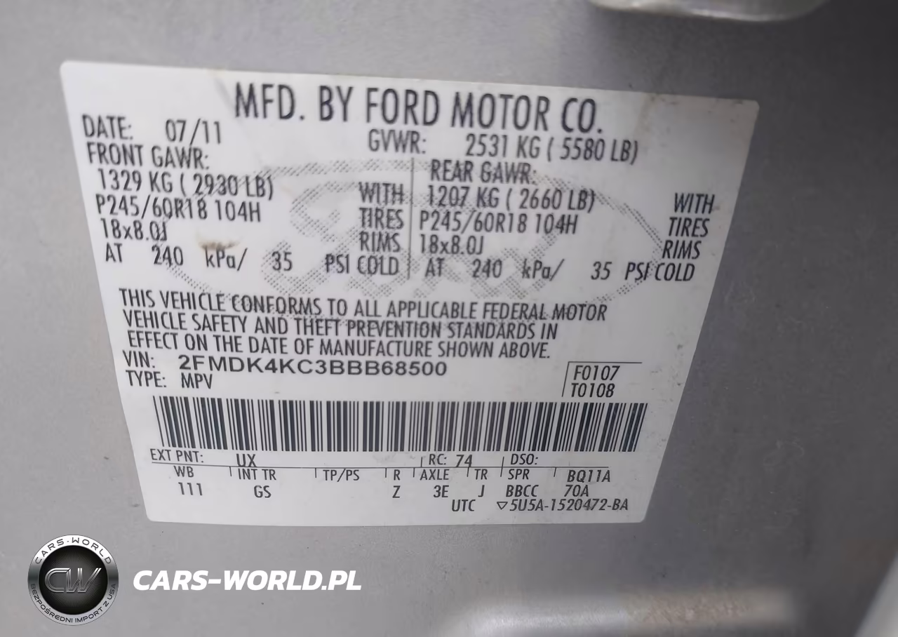 2011 Ford Edge Limited VIN:2FMDK4KC3BBB68500 - 9