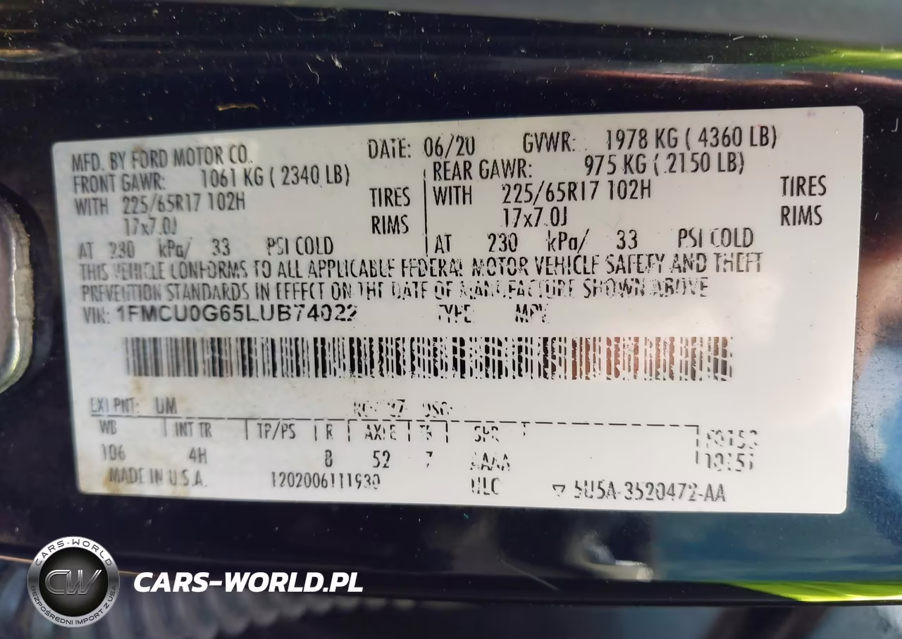 2020 Ford Escape Se VIN:1FMCU0G65LUB74022 - 9