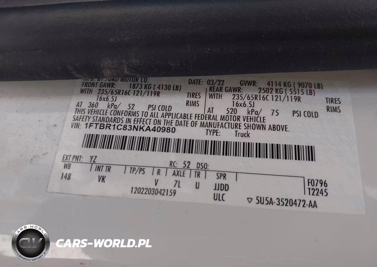 2022 Ford Transit-250 VIN:1FTBR1C83NKA40980 - 9