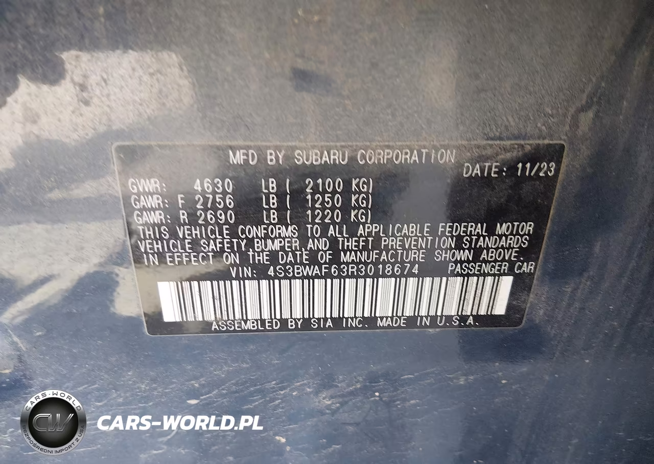 2024 Subaru Legacy Premium VIN:4S3BWAF63R3018674 - 9
