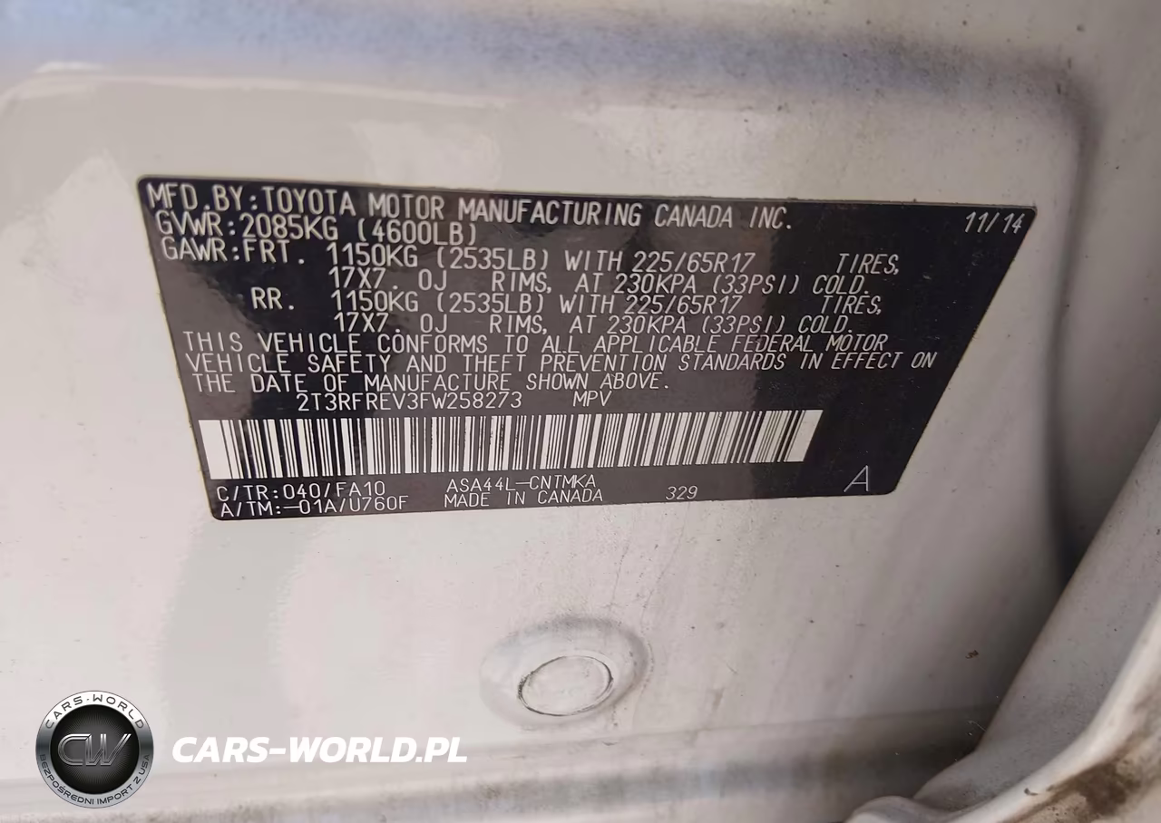 2015 Toyota Rav4 Xle VIN:2T3RFREV3FW258273 - 9
