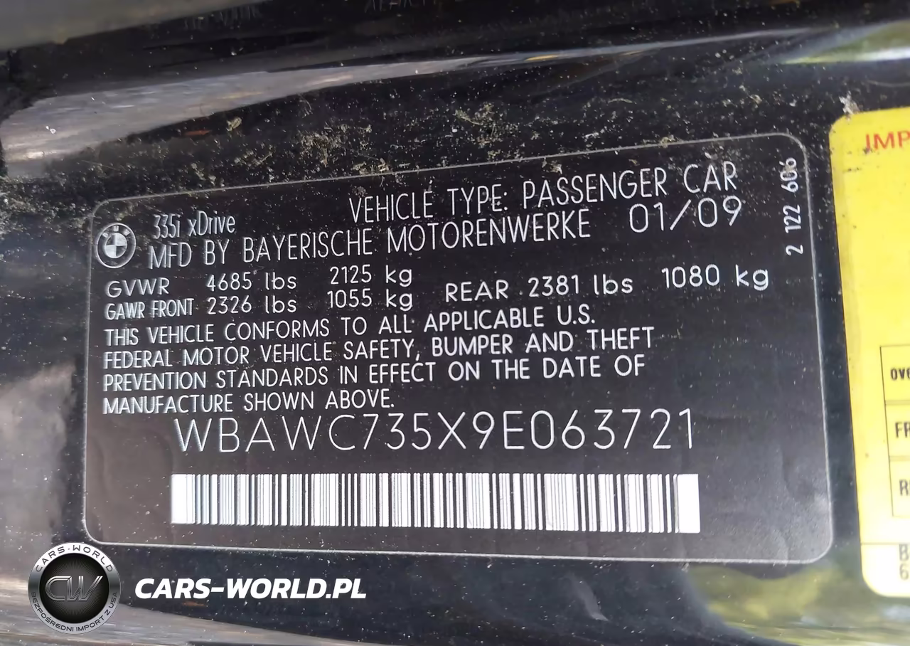 2009 BMW 335I xDrive VIN:WBAWC735X9E063721 - 9