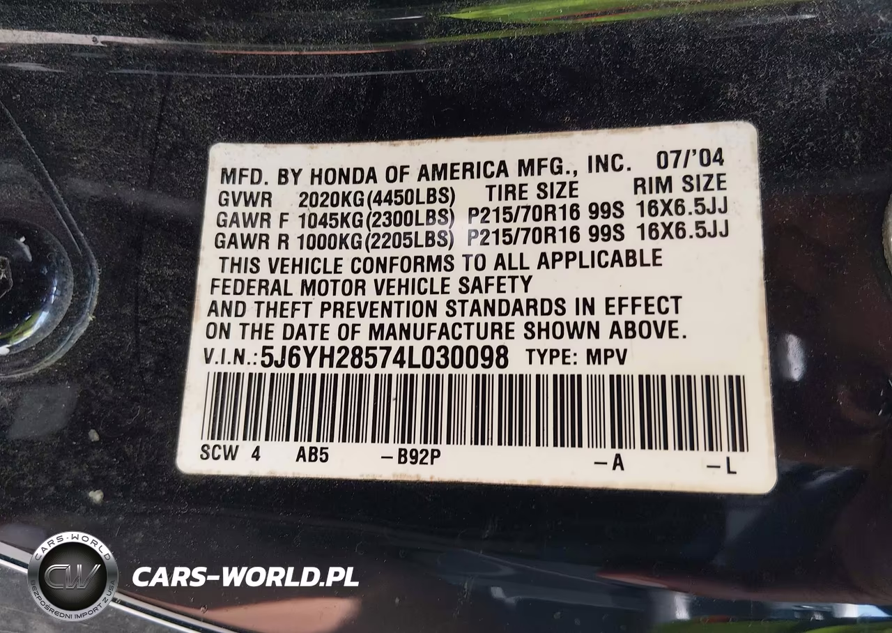 2004 Honda Element Ex VIN:5J6YH28574L030098 - 9
