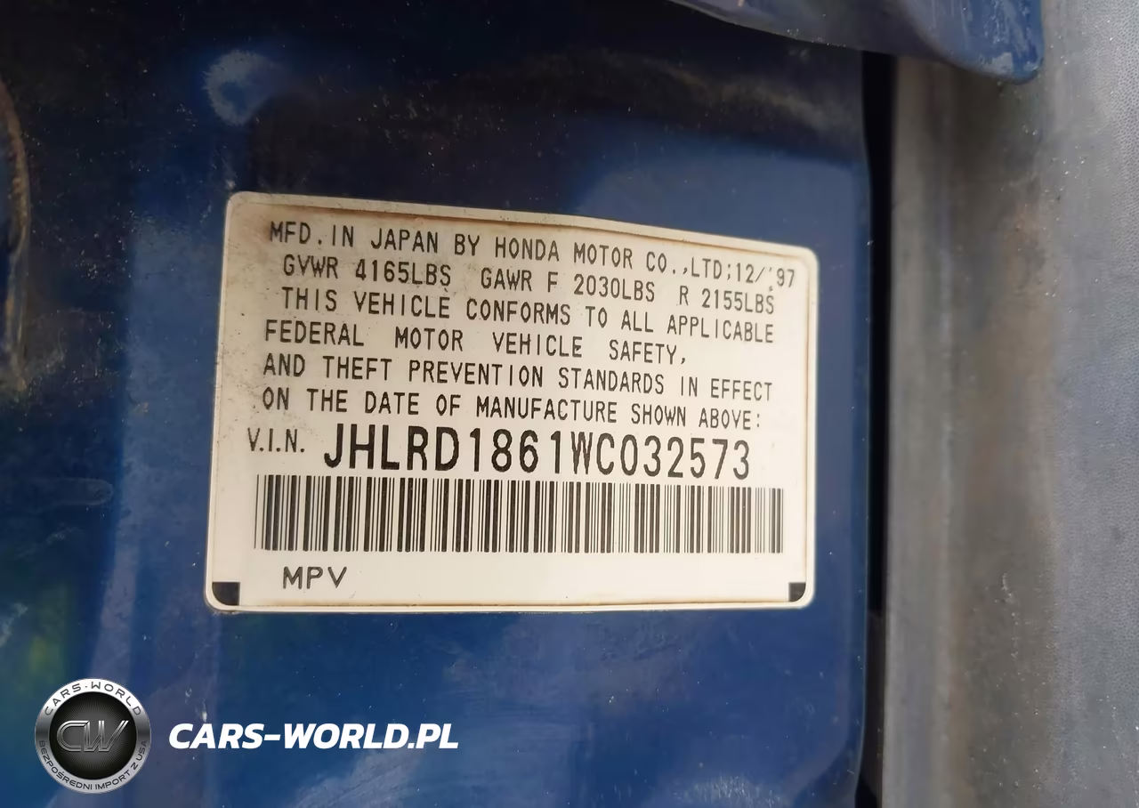 1998 Honda Cr-V Ex VIN:JHLRD1861WC032573 - 9