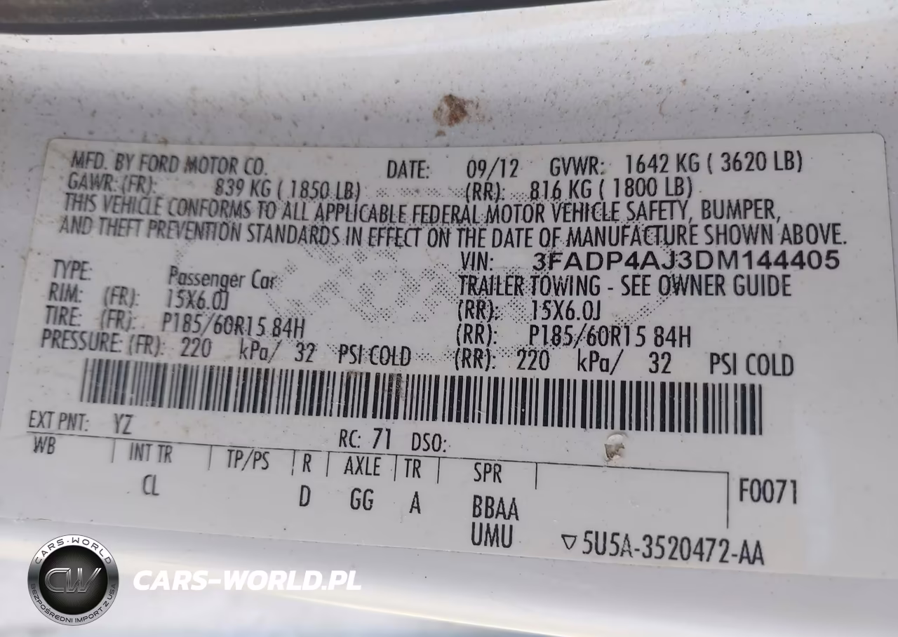 2013 Ford Fiesta S VIN:3FADP4AJ3DM144405 - 9