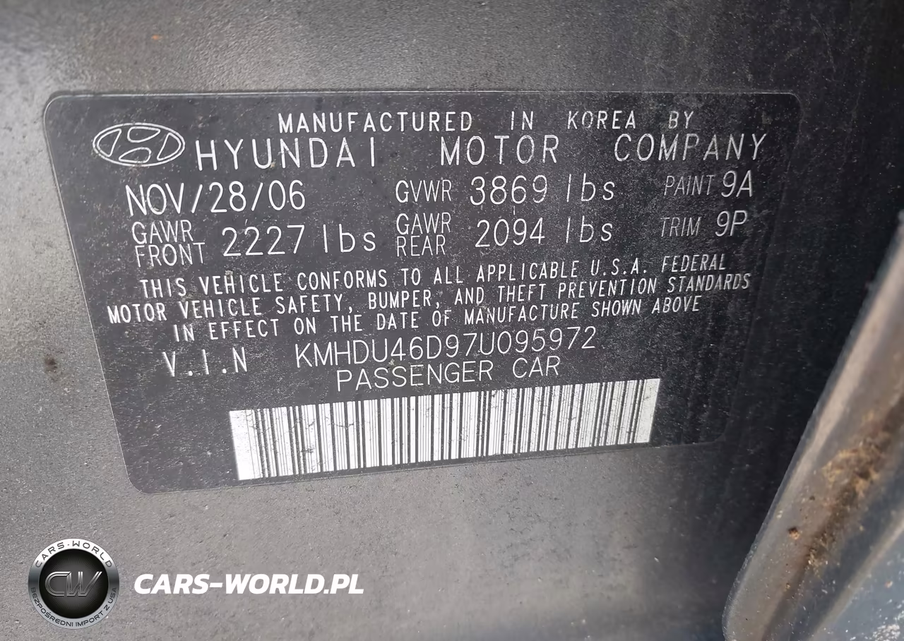 2007 Hyundai Elantra Gls-Ltd-Se VIN:KMHDU46D97U095972 - 9