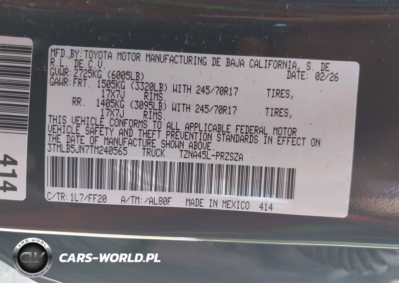 2026 Toyota Tacoma Sr5 VIN:3TMLB5JN7TM240565 - 9