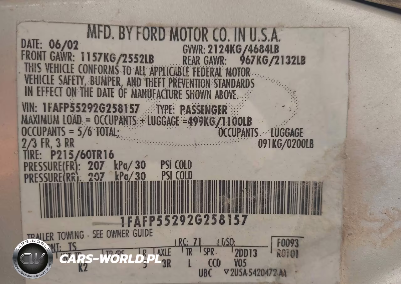 2002 Ford Taurus Ses VIN:1FAFP55292G258157 - 9