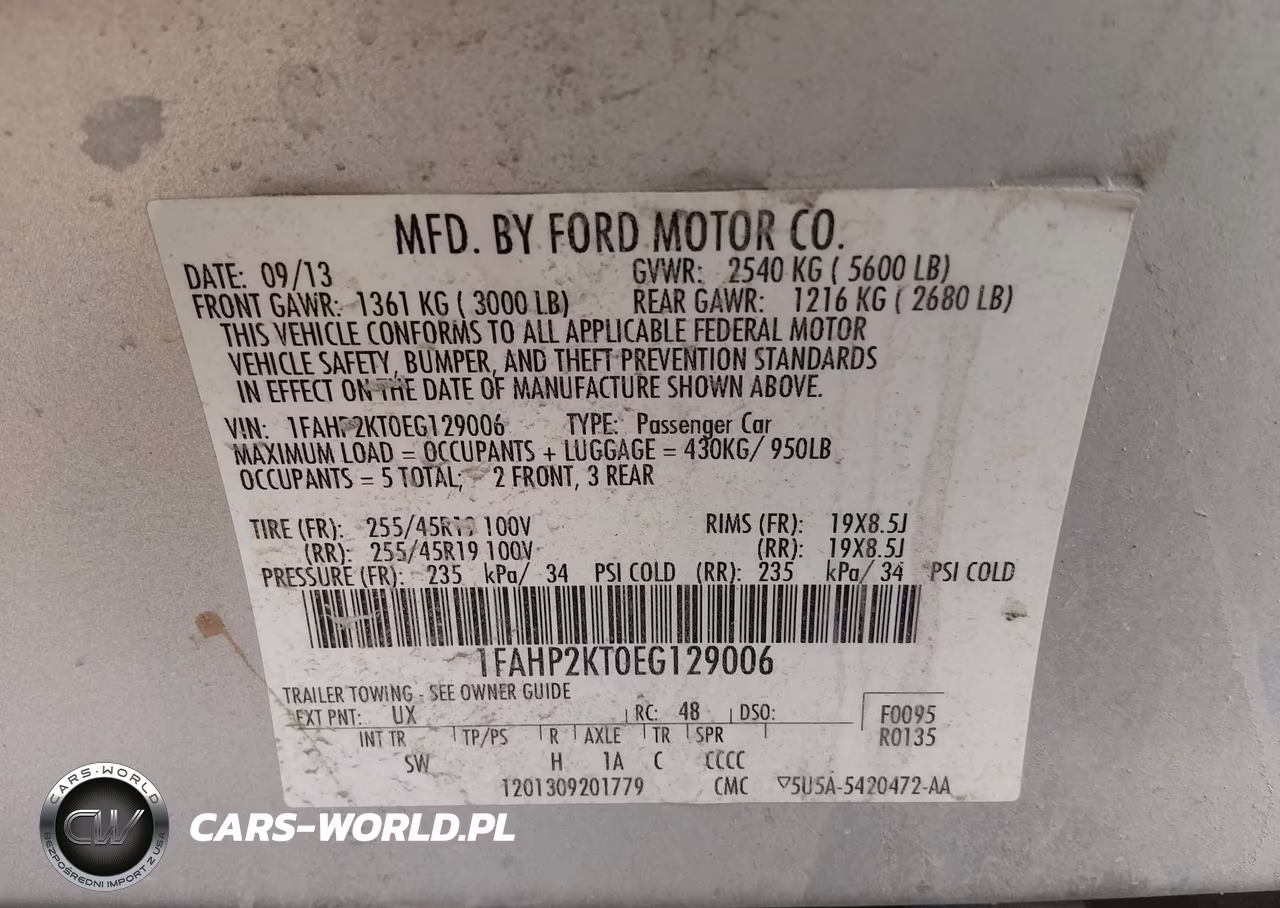 2014 Ford Taurus Sho VIN:1FAHP2KT0EG129006 - 9