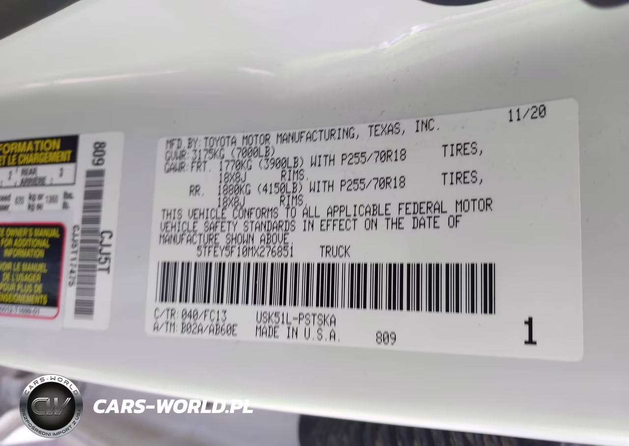 2021 Toyota Tundra Sr5 VIN:5TFEY5F10MX276851 - 9