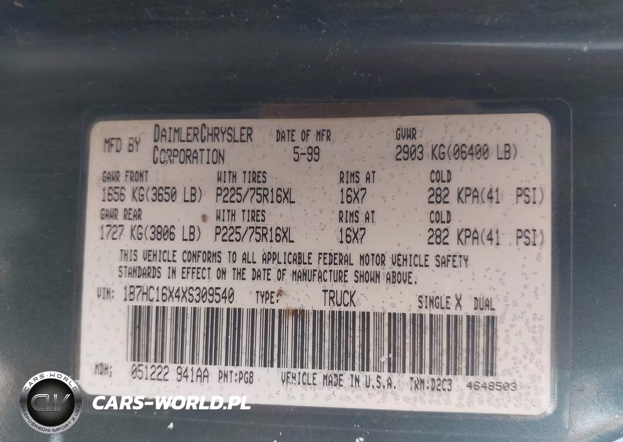 1999 Dodge Ram 1500 St-Work Special VIN:1B7HC16X4XS309540 - 9