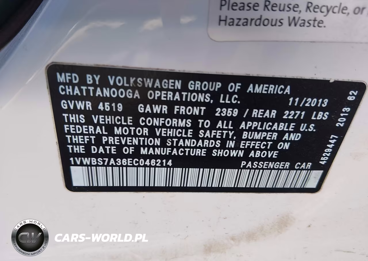 2014 Volkswagen Passat 1.8T Se VIN:1VWBS7A36EC046214 - 9