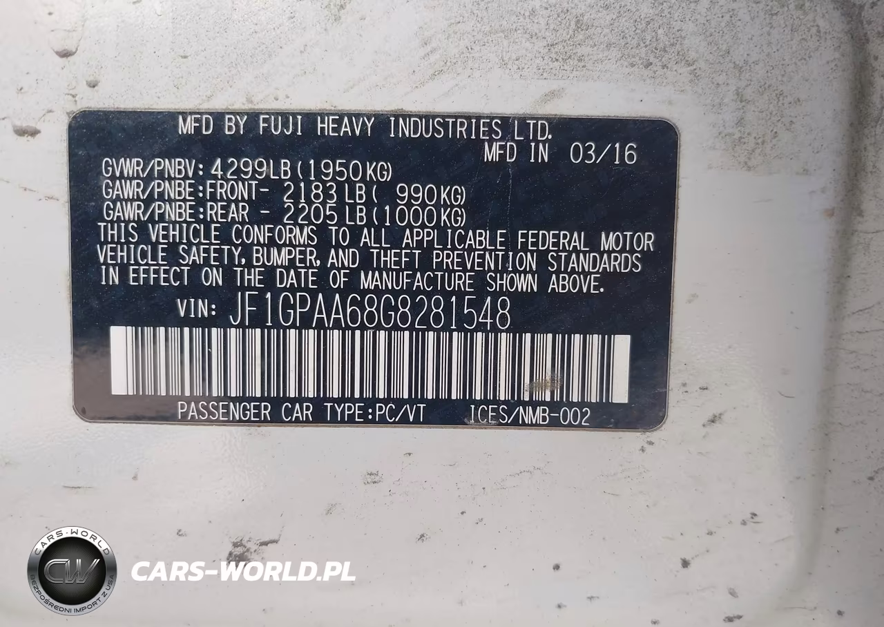 2016 Subaru Impreza 2.0I VIN:JF1GPAA68G8281548 - 9