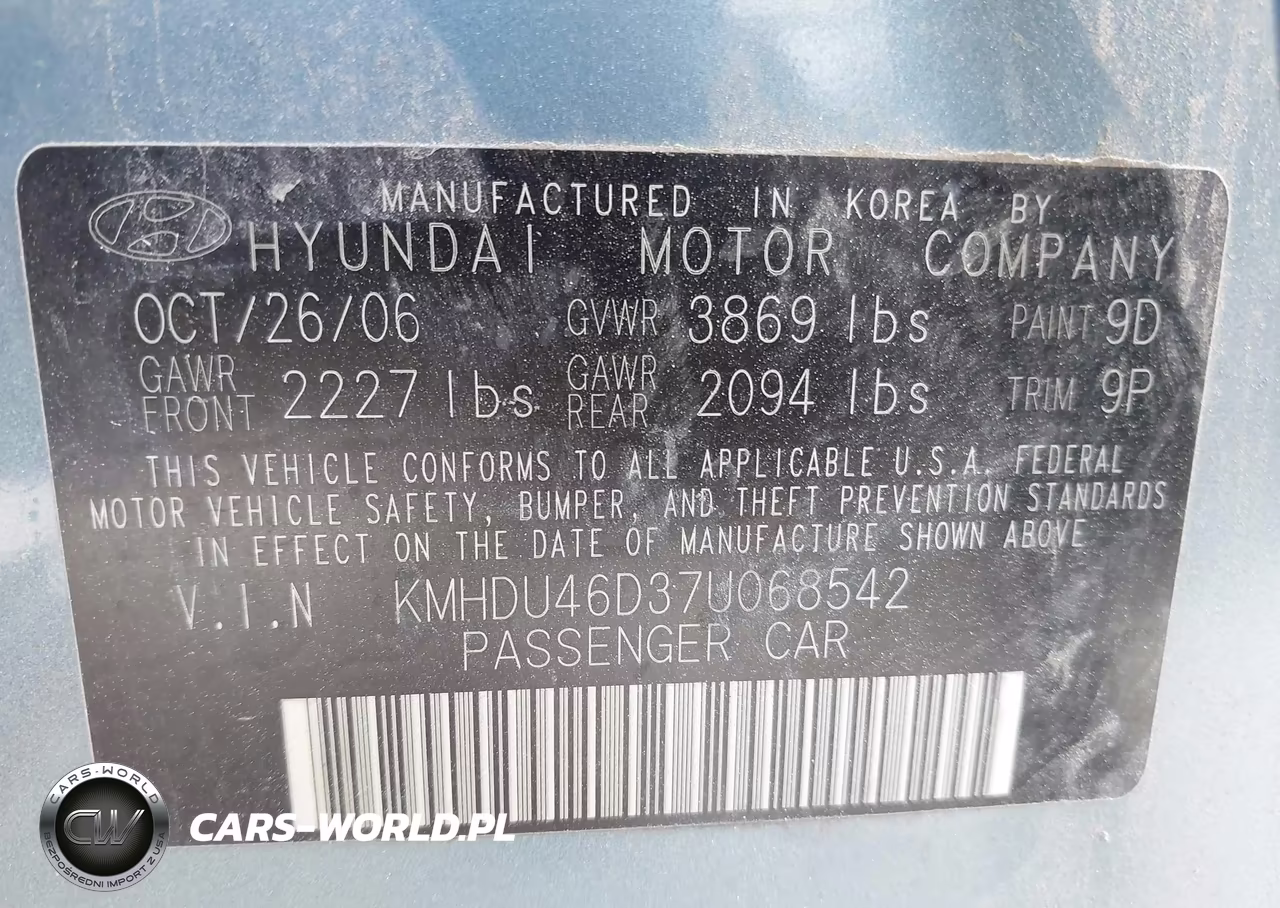 2007 Hyundai Elantra Gls-Ltd-Se VIN:KMHDU46D37U068542 - 9