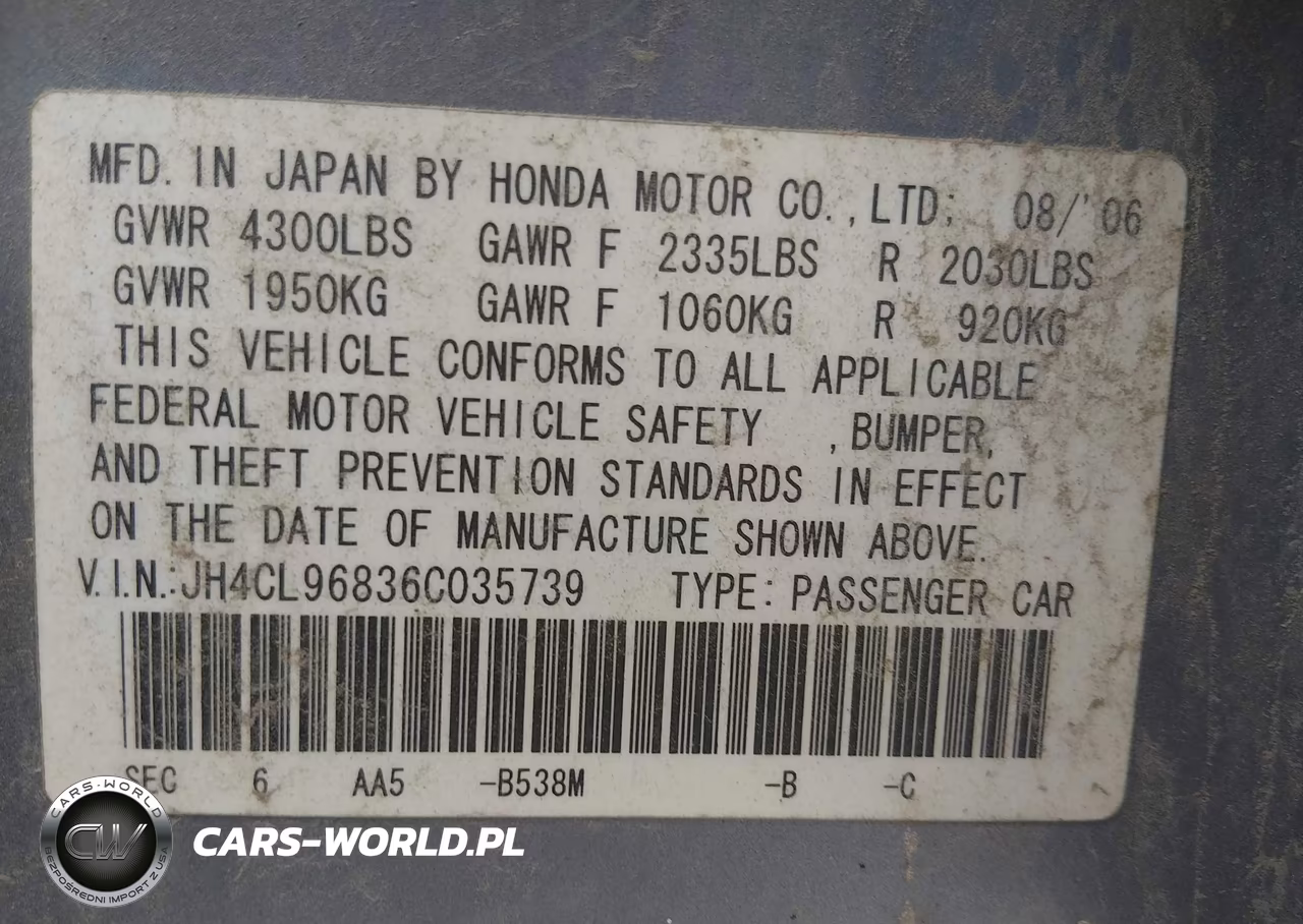 2006 Acura Tsx VIN:JH4CL96836C035739 - 9