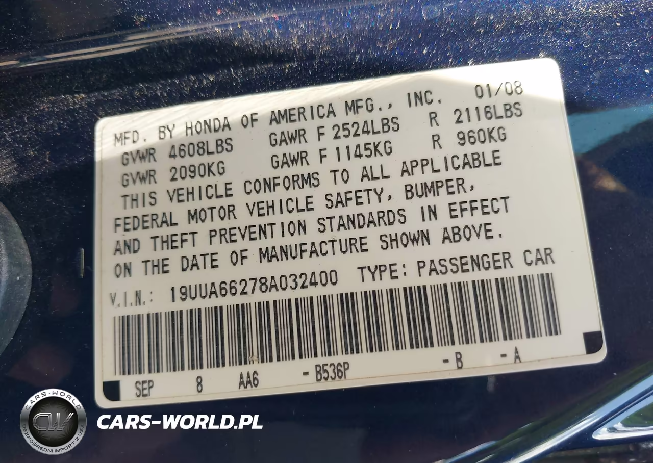 2008 Acura Tl 3.2 VIN:19UUA66278A032400 - 9