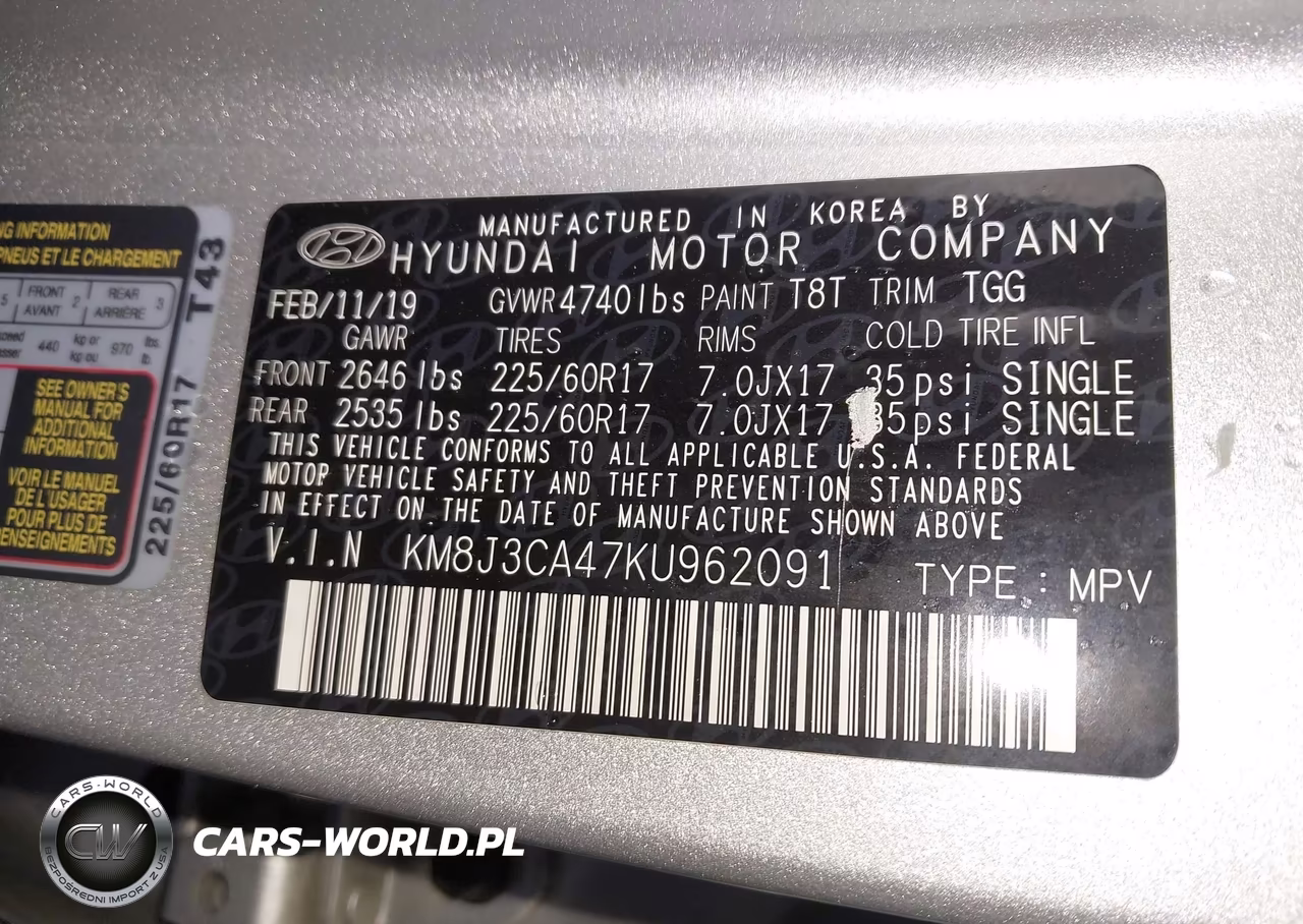 2019 Hyundai Tucson Value VIN:KM8J3CA47KU962091 - 9