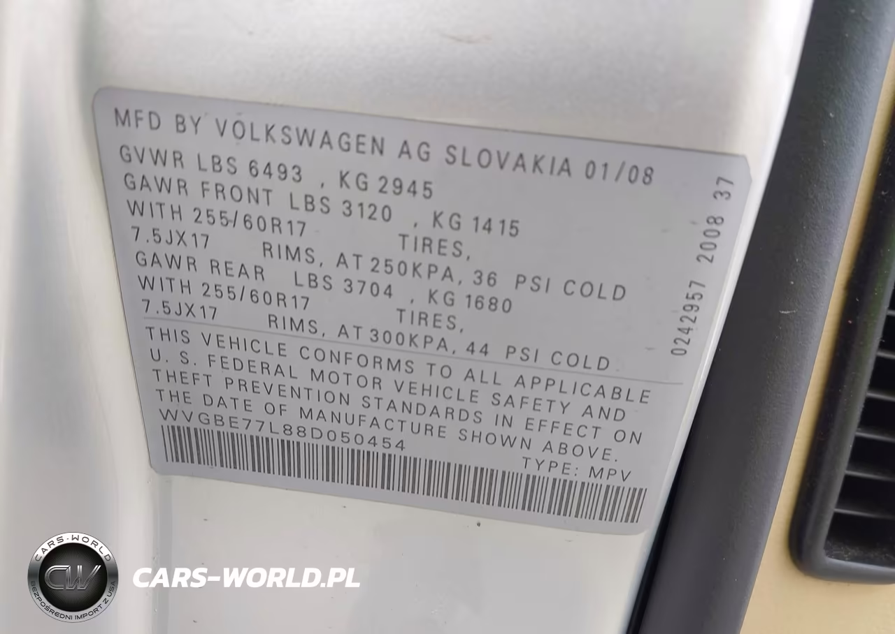 2008 Volkswagen Touareg 2 Vr6 Fsi VIN:WVGBE77L88D050454 - 9