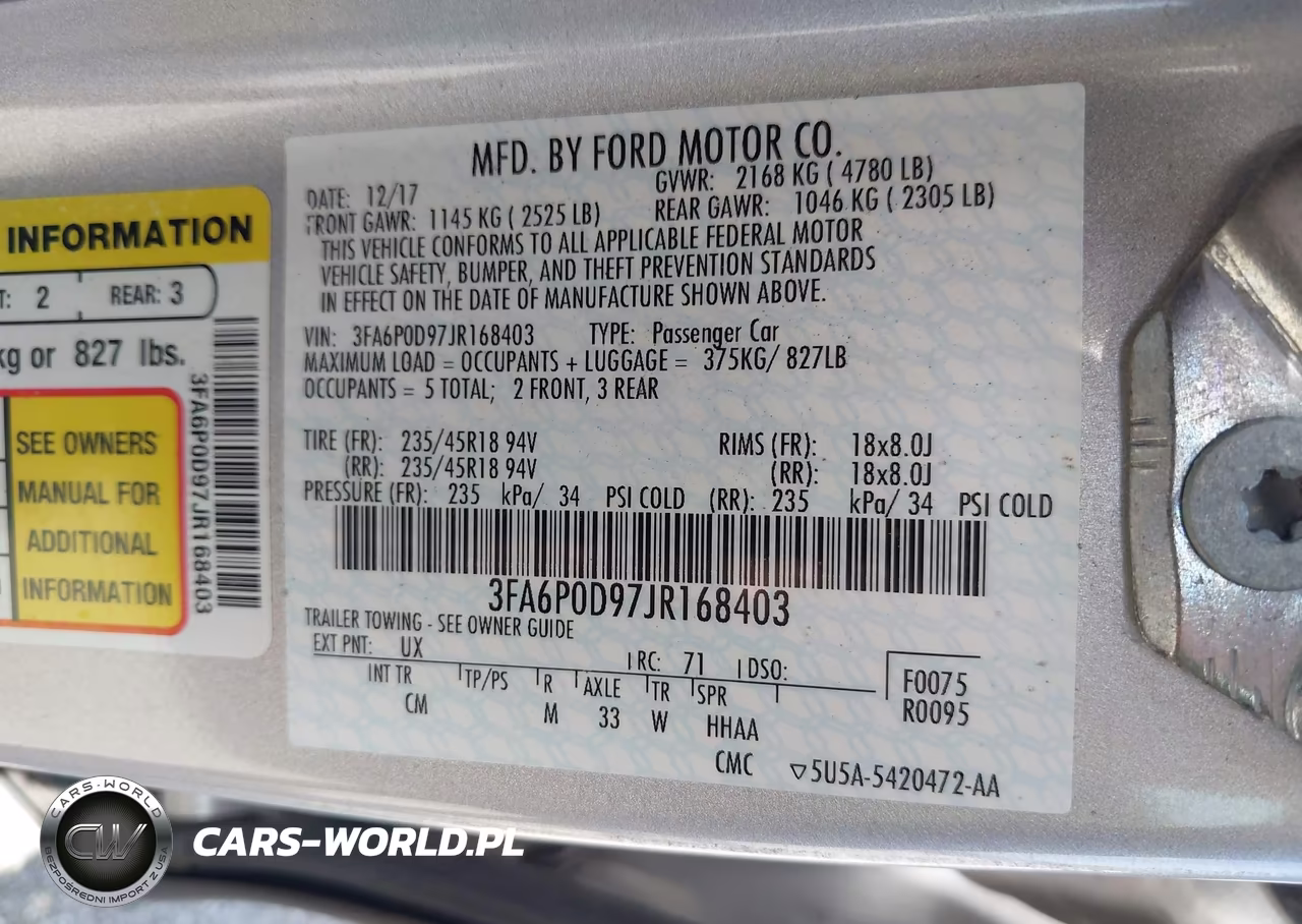 2018 Ford Fusion Platinum-Titanium VIN:3FA6P0D97JR168403 - 9