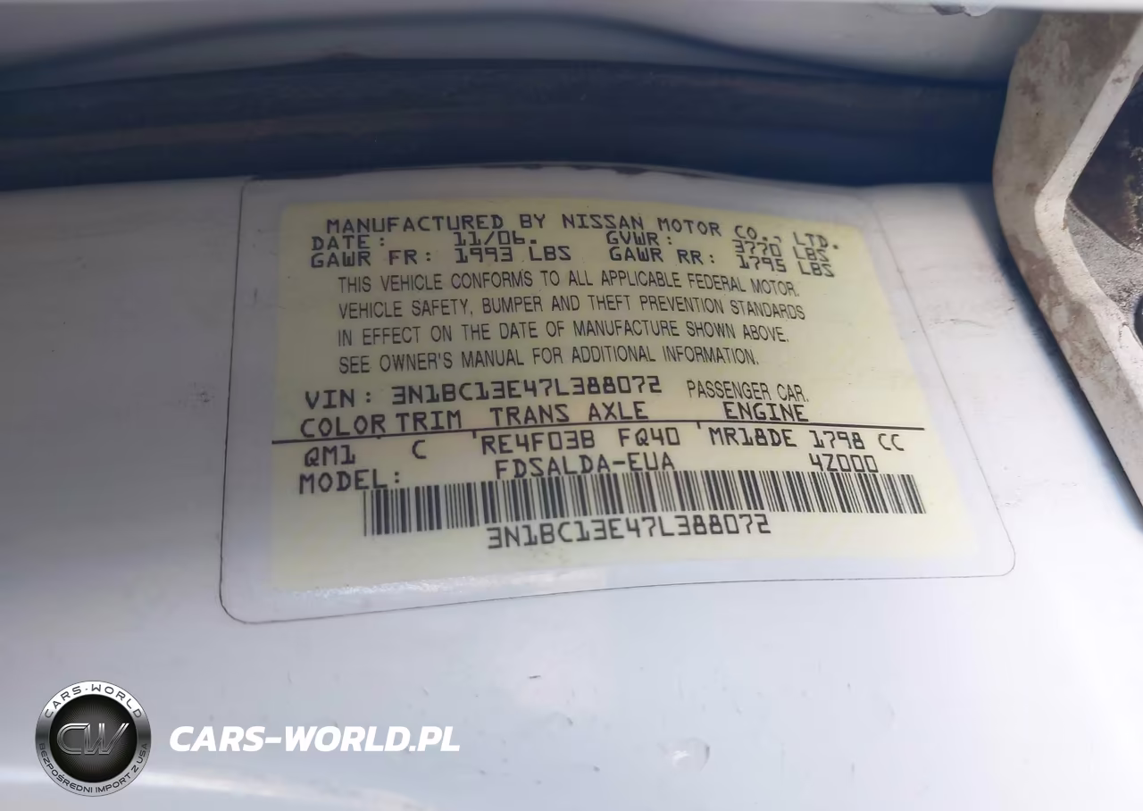 2007 Nissan Versa 1.8S VIN:3N1BC13E47L388072 - 9