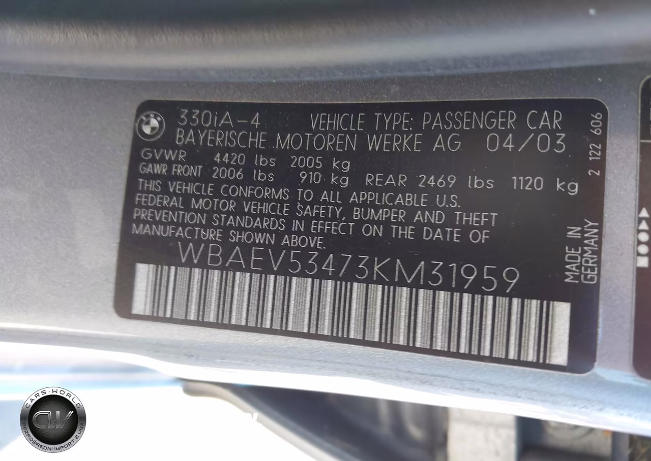 2003 BMW 3 Series 330I VIN:WBAEV53473KM31959 - 9