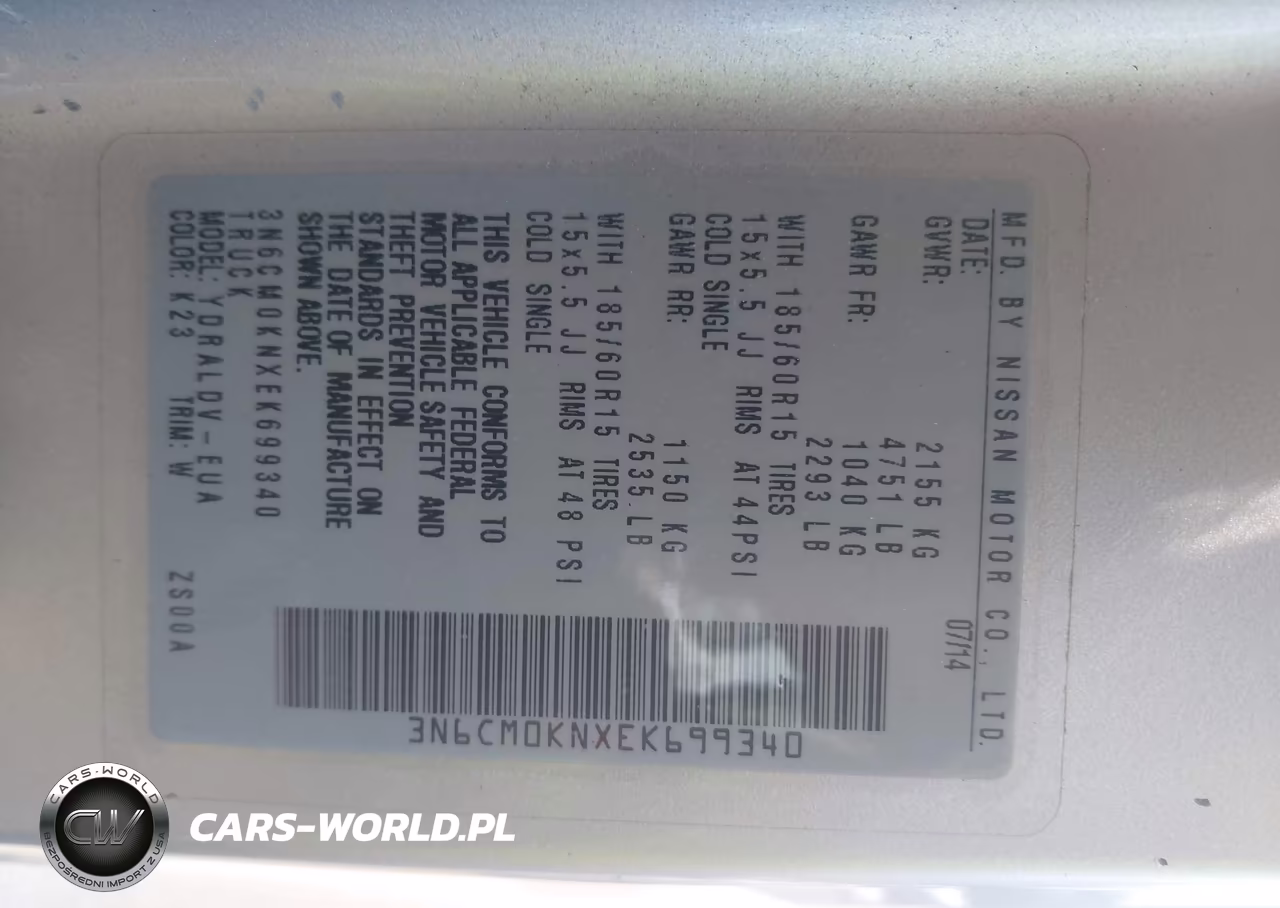 2014 Nissan Nv200 S VIN:3N6CM0KNXEK699340 - 9