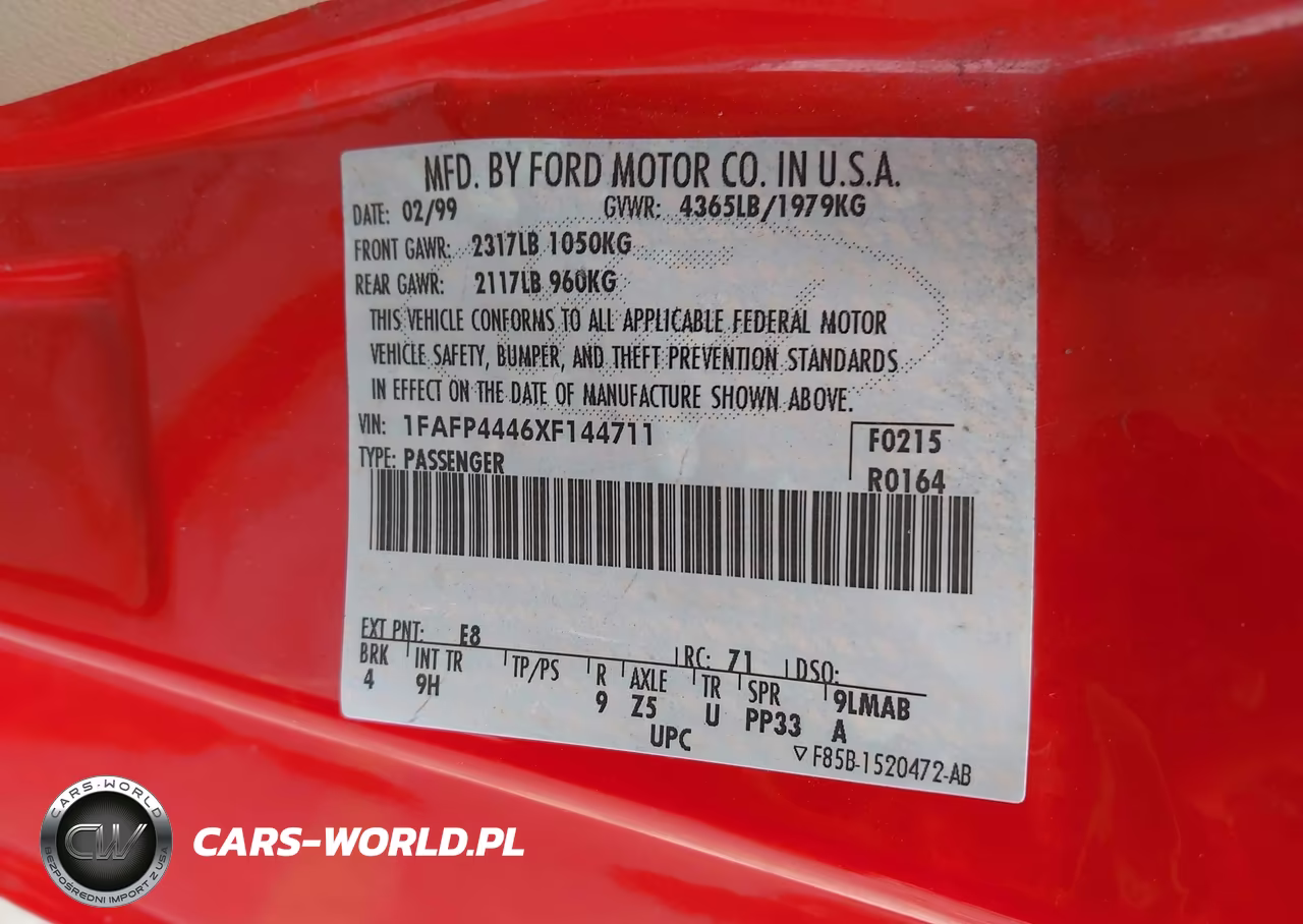 1999 Ford Mustang VIN:1FAFP4446XF144711 - 9